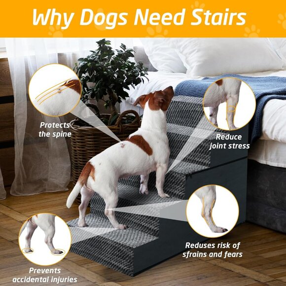 28" H Dog Stairs for Small and Medium Dogs 6-Step Ramps for High Beds - Picture 2 of 7
